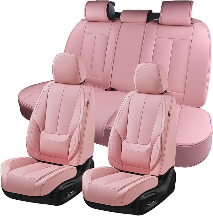 Coverado Car Seat Covers, Seat Covers for Cars, Waterproof Leather Auto Seat Protectors, Leather Car Seat Cushion, Car Interiors Accessories Universal Fit for Most Cars by COVERADOAUTO