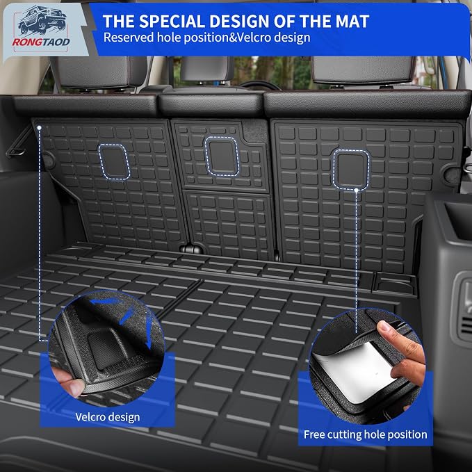 Rongtaod Cargo Mat & Backrest Mats for 2010-2024 Toyota 4Runner 5 Seats | with Sliding Tray, Trunk Mat Cargo Liner TPE All Weather Back Seat Cover Protector 2023 4 Runner Accessories - Image 3