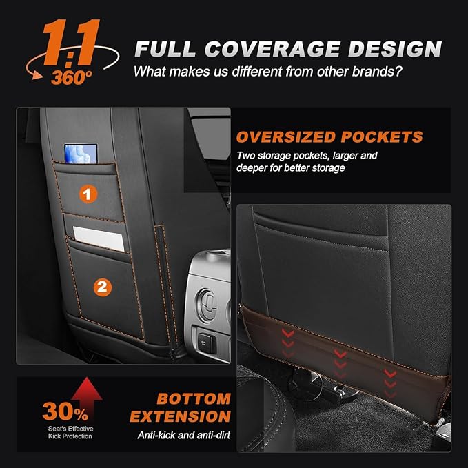 AOMSAZTO Custom Fit Seat Covers for Honda Accord 2023 2024 2025 2026 | EX,EX-L,Hybrid,Sport,Touring(RearRow W/40/60 Split Backrest)Full Set Faux Leather Compatible Airbag Seat Protector Black&Gray - Image 6