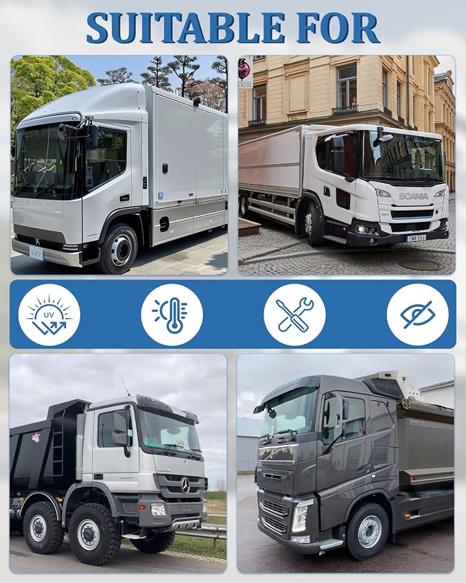 2Pcs Semi Truck Side Window Sun Shades,Upgraded 21×23" UV Protection Sunblock Side Window Shade with Suction Cup,Semi Truck Accessories for Kenworth,Volvo VNL,RV,Freightliner,International Trucks - Image 7