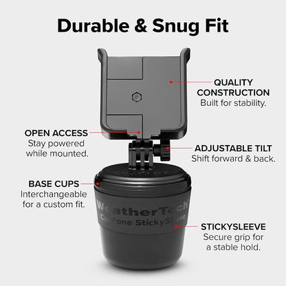WeatherTech CupFone with Solid Billet Aluminum Knobs - Forest Green, Adjustable Phone Holder for Smartphones, 360 Rotatable Base, Easy Access Charging - Image 3
