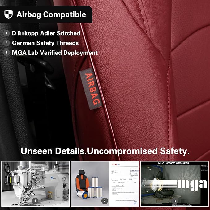 EKR Car Seat Covers Custom Fit for Toyota 4Runner(5 Seats) Full Set | for Toyota 4 Runner 2010-2024 Seat Covers for SUV,Airbag Compatible,Waterproof Pet-resistant,Faux Leather(Burgundy) - Image 2