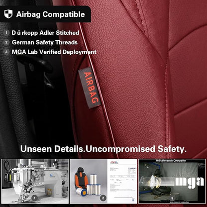 EKR Car Seat Covers Custom Fit for Toyota 4Runner(5 Seats) Full Set | for Toyota 4 Runner 2025-2026 Seat Covers for SUV,Airbag Compatible,Waterproof Pet-resistant,Faux Leather(Burgundy) - Image 2