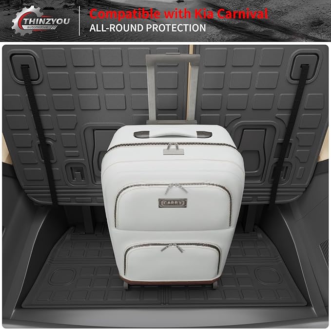 Cargo Mat for 2022-2026 Kia Carnival Gas/2025 2026 Carnival Hybrid | Trunk Mat & Backrest Mats, TPE All Weather Cargo Liner Back Seat Cover Protector 2024 Carnival Accessories - Image 5