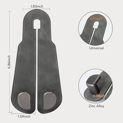 CoBak Purse Hook for Car - Universal Premium Stitched Leather and Aluminum-Magnesium Alloy Double Car Seat Back Storage Hook for Purses, Handbags, Bags (2 Pack),Gray - Image 2