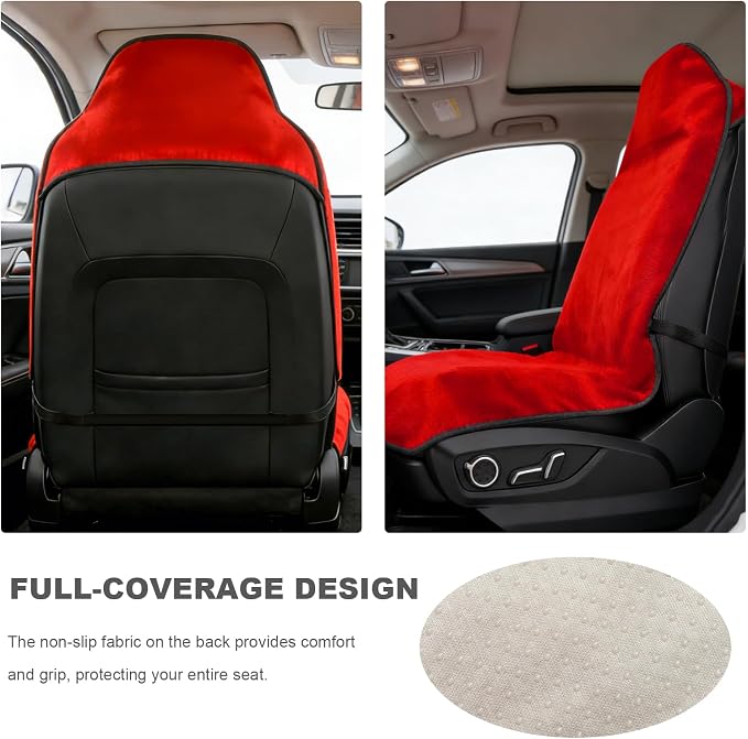 Car Towel Seat Cover, Waterproof Non-Slip Bucket Seat Protector for Running Swimming Hiking, Universal Machine Washable Front Seats Towel Protective Cover for Car SUV Truck (Red) - Image 4
