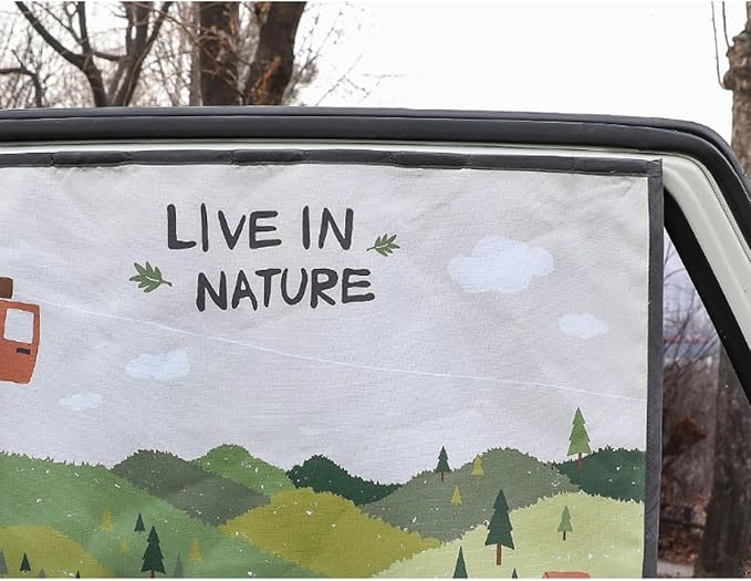 Magnetic Car Sun Shade Curtain for Side Window – Sun Blocker and UV Protector for Baby, Kids, and Pets – Universal Fit with Built-in Magnets for Steel-Framed Door (Bebe Forest) - Image 4