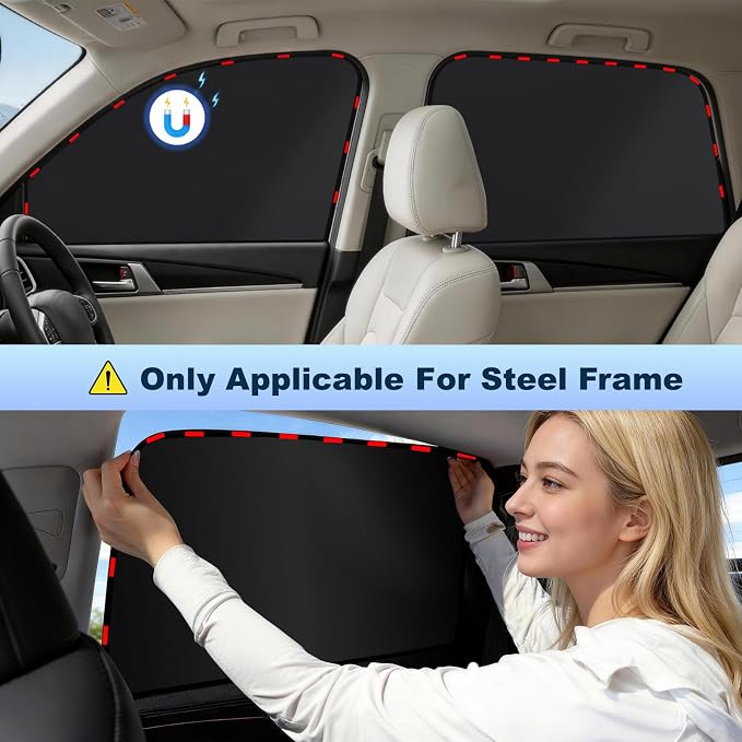 ZATOOTO Rear Side Window Sun Shade, 2 Pack Car Window Covers 99% UV Block | Car Curtains Magnetic Side Window Sun Shade, Heat Reflective, Keeps Cooler, Taking a Nap, Changing Clothes, Camping - Image 6