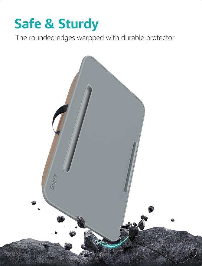 Istudyniture Lap Desk | Portable Laptop Desk & Stand – Fits Up to 17 inch – Washable Cushion, Built-in Phone Holder – for Bed, Couch, Sofa, Floor – Writing, Reading, Home Office – Large, Coffee - Image 8