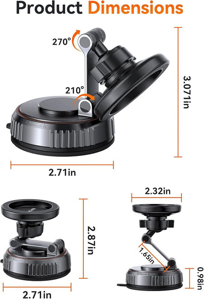 Miracase for MagSafe Car Mount[3600gf Strong Magnet & 89+LBS Suction Base]Vacuum Magnetic Phone Holders for Your Car, 360° Adjustable Dashboard & Windshield Mount with Dash Accents for All Smartphones - Image 9