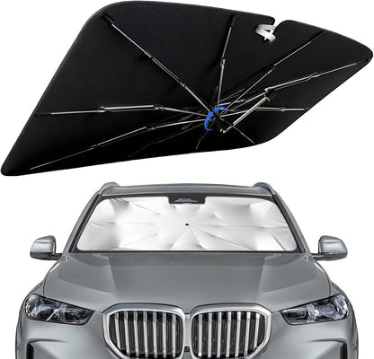 Windshield Sun Shade for BMW X5 2014-2026 with 360° Rotating Shaft | Custom Fit Umbrella Sunshade for UV Blocking, Interior Heat Protection, Easy Storage, UPF 50+ Cool Windshield Cover by Lonyaqui