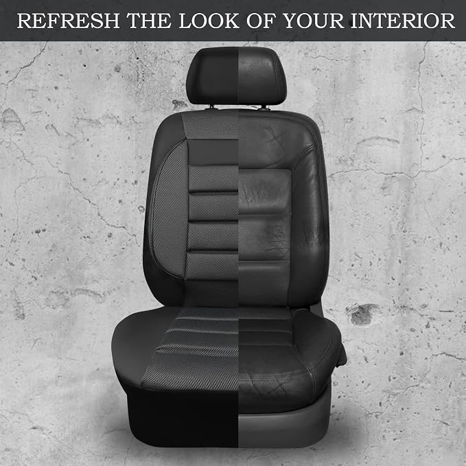 CAR PASS Leather 3D Foam Back Support Car Seat Covers Full Set Air Mesh Automotive Seat Covers, All Season Car Seat Cover Fit Automotive,SUV,Sedan,Van, Airbag Compatible Elegance (Black Charcoal Gray) - Image 7