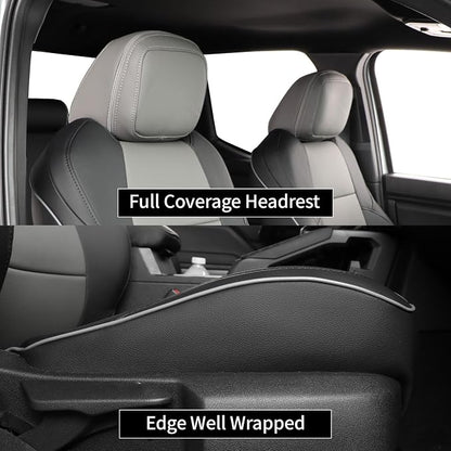 EKR Custom Fit Tacoma Front Car Seat Covers for Toyota Tacoma (Petrol & Hybrid) 2024 2025 2026 Double cab SR/SR5/TRD Sport/TRD Off-Road/Limited - Front Row Only,Faux Leather(Black/Gray) - Image 3