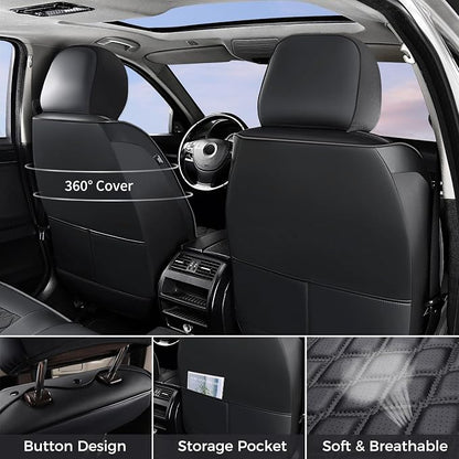 Huidasource 2007-2017 Wrangler JK Seat Covers 4 Door (Full Set/Black) | Waterproof Leather Custom Seat Cover, Front&Rear Seat Cushion Protector Fit for Jeep Wrangler JK 4-Door Sahara Sport Rubicon - Image 2