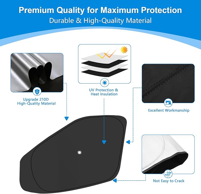 Front Side Window Sun Shade with Suction Cups for 2015-2024 Fo-rd Transit Van High and Medium Roof, Foldable Window Sunshade Sun Visor Protector, Side Shades Blocks UV Ray Heat, Pack of 2 - Image 4