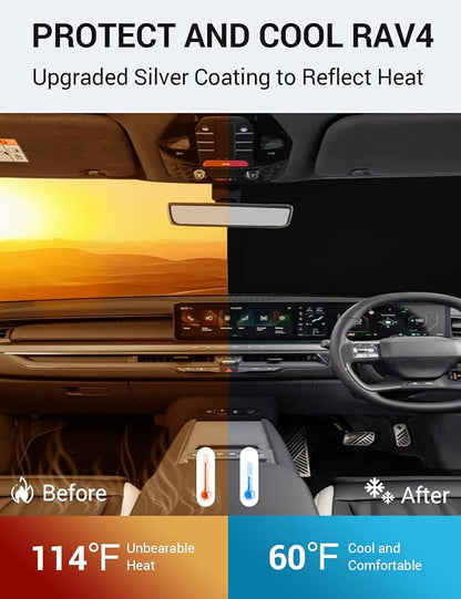 Proadsy Custom Fit Car Windshield Sun Shade for 2024-2026 Kia EV9 GT Line | 240T Heat Shield, Drops Temp 54°F, Blocks 99% UV, Prevents Dashboard Cracking, Summer Parking & Beach Trips, Easy Twist-Fold - Image 3