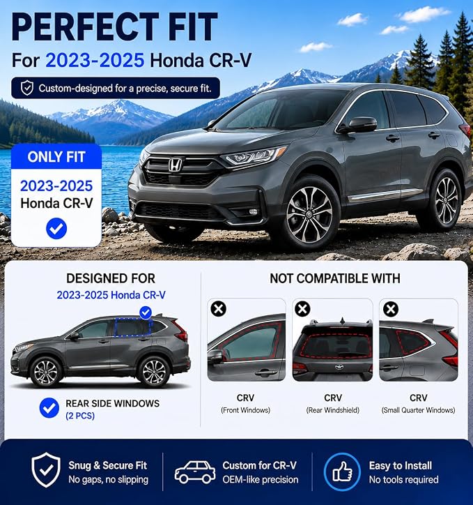 Car Window Shades for 2023-2025 Honda CRV Rear Side Window Mesh Sun Shade | Rear Side Window Sunshade, Breathable Privacy Window Covers, UV Protection & Heat Insulation, for Baby Camping Napping, 2PCS - Image 5