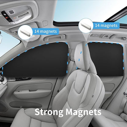 Window Sun Shade Car Curtains - Side Suede Sun Shades Magnetic 100% Block Light Car Window Covers with Cooler Feeling (Thicken Suede, 4pcs) - Image 2