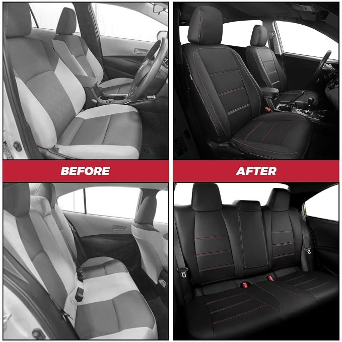 FREESOO Custom Leather Seat Covers for Toyota Corolla LE 2023-2026 | Sedan, Full Set, Waterproof, Airbag Compatible, Scratch-resistant, Anti-slip, Protector Cushion, Durable Material, Easy-clean - Image 5