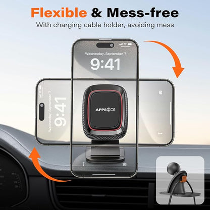 APPS2Car Magnetic Car Phone Mount, Dashboard Phone Holder, 1-Pack | 360° Magnetic Phone Holder for Car with Adhesive Base; Includes Metal Plate and Fits Most Phones. Not for Direct MagSafe Use - Image 4