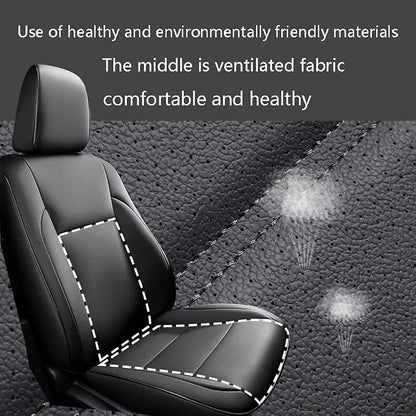 CocheFamilia Custom Fit RAV4 Car Seat Covers for Select Toyota RAV4 LE 2013 2014 2015 2016 2017 2018 (NOT for Hybrid) - Full Set, Leather (Black) - Image 4