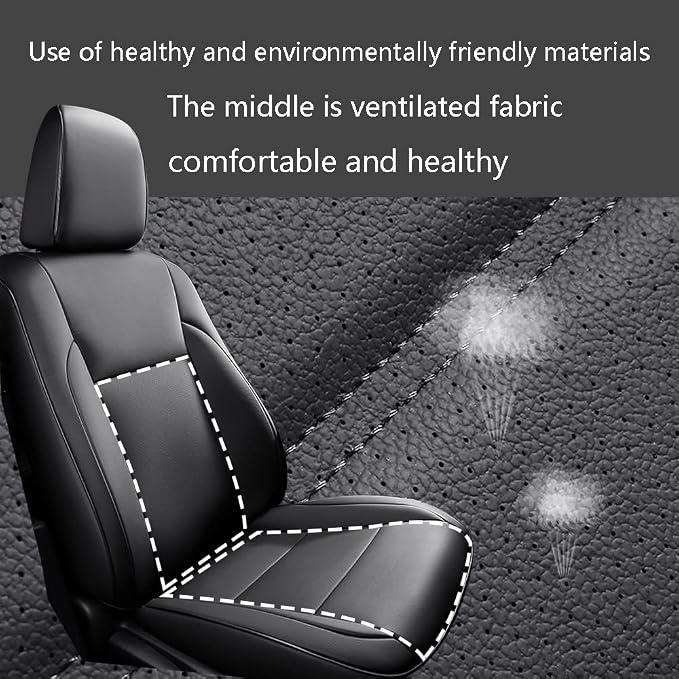 CocheFamilia Custom Fit Corolla Car Seat Covers for Select 2023 2024 Toyota Corolla L LE - Full Set,Leather (Black) - Image 6