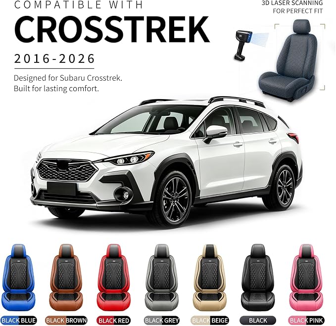 for Subaru Crosstrek 2016-2026 Car Seat Covers, Full Set, Black | Luxury Full Coverage Leather Seat Protectors, Waterproof Breathable, Non-Slip, Easy to Install, Airbag Compatible, All-Season - Image 4