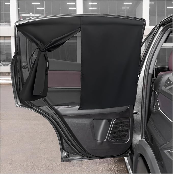 Car Window Shade, Double Layer Mesh Privacy Sunshade for Auto Side Window, Magnetic Breathable Curtain for Baby & Kids Blocks Sun & Heat, Universal Car Accessories by Unknown