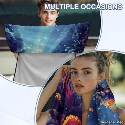 Sea Turtle Print Car Seat Covers for Front Seats Sweat Absorption Athletic Towels for Car Seats with Storage Bag(Hot Yoga, Gym, Sports Accessories) - Image 5