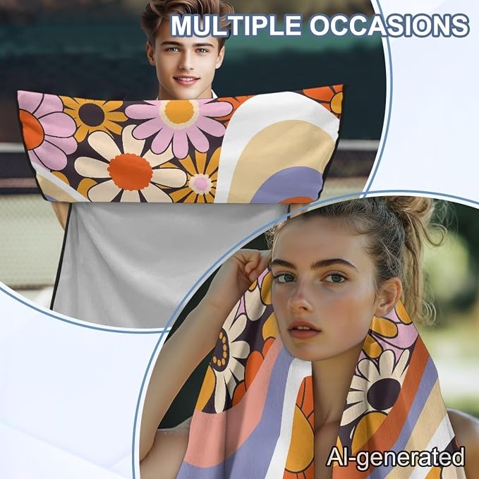 Hippie Flower Car Towel Seat Cover Breathable Soft Front Seat Towel Cover Fashion Cars Accessories Easy to Installation for Cars SUV Trucks - Image 5