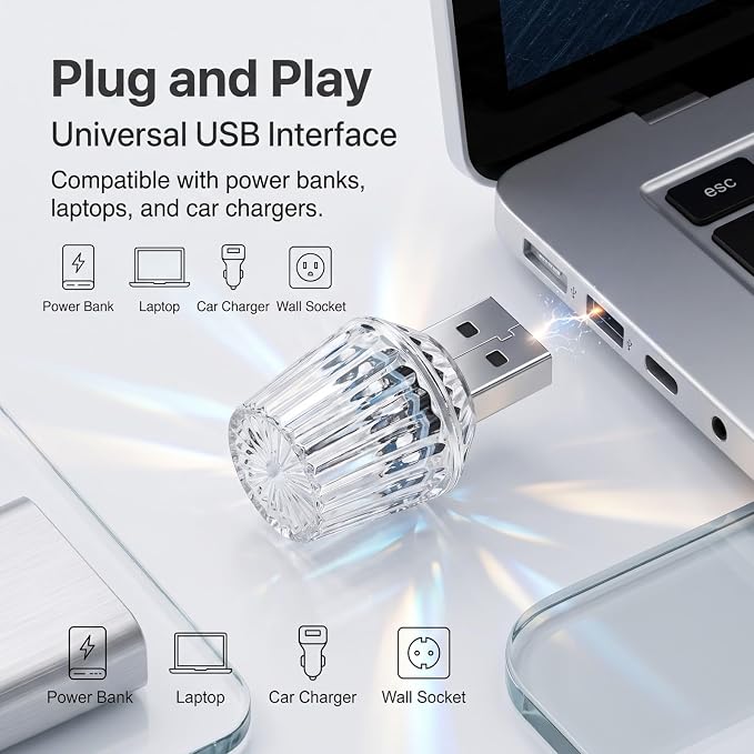 Mini USB LED Car Ambient Light, USB LED Car Interior Atmosphere Lamp, Universal for Vehicle, Bedroom, Hallway, Camping (Pink) - Image 5