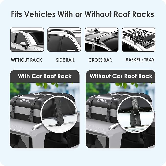 Car Rooftop Cargo Carrier Bag 15-20 Cubic Feet(20Cu.Ft-Gray) - Image 4
