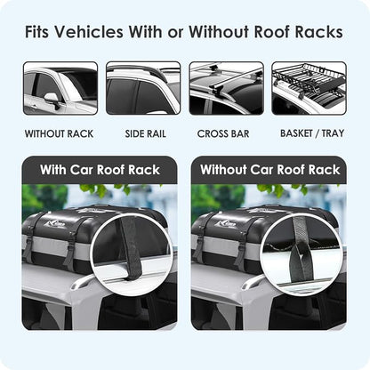 Car Rooftop Cargo Carrier Bag 15-20 Cubic Feet(20Cu.Ft-Gray) - Image 4