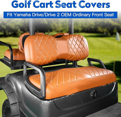 NOKINS Golf Cart Seat Covers 4 Piece Fits Yamaha Drive G29 /Drive2 | Front and Rear Seat Vinyl Covers, Golf Cart Accessories, No Staples(All Brown) - Image 2