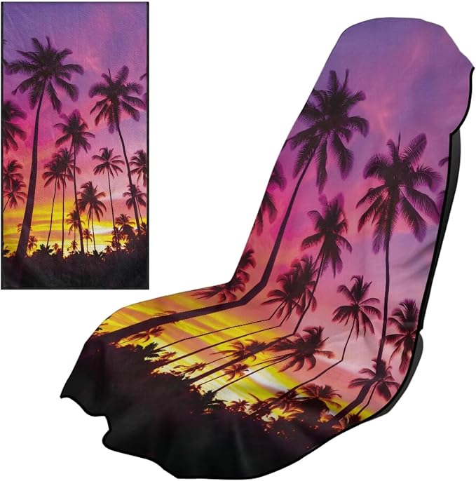 Horeset Sunset Palm Tree Silhouette Car Seat Towel Cover – Soft & Breathable Seat Protector, Multi-Use for Beach Outdoor Activities, Universal Fit for SUV Truck Sedan Van by Horeset