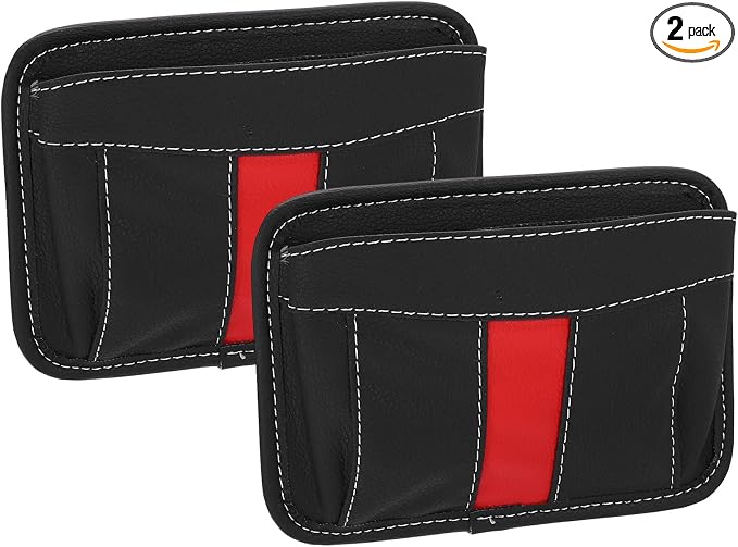 HARFINGTON 2pcs Car Seat Side Pocket Organizer PU Leather Auto Door Console Storage Bag Car Seat Gap Filler Multifunctional Car Pocket Pouch for Keys Coins Phone Sunglasses, Black by HARFINGTON