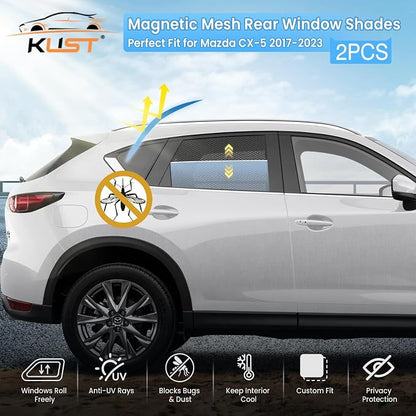 KUST Car Window Shades for 2017-2023 Mazda CX5 CX-5 Accessories, Breathable Mesh Magnetic Window Covers, Rear Back Side Window Sun Shades UV Block Privacy Protection for Baby Camping Napping 2PCS - Image 2