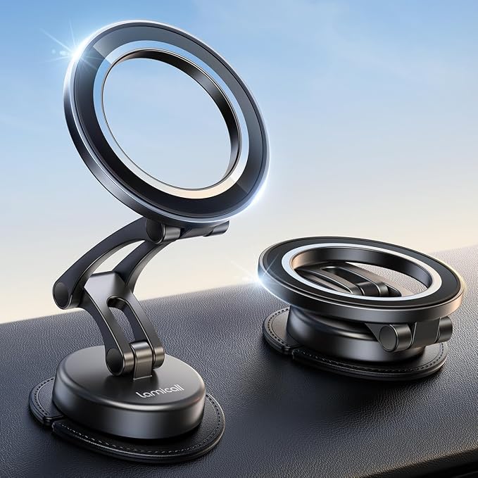 Lamicall for MagSafe Car Mount All-Metal Magnetic Phone Holder for Your Car | Flexible Three-axis Cell Phone Car Mount Dashboard with N55 Strong Magnets for iPhone 17 16 15 14 Pro Max Plus Mini by Lamicall