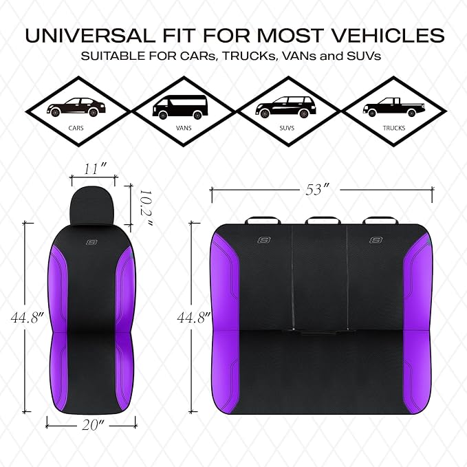 Skechers Work Seat Covers, Leather Car Seat Covers 5-Times Stronger Built-in Webbing, Oxford Fabric Seat Cover Full Sets, Airbag Compatible, Automotive Comfort for Cars, Trucks, SUVs,Purple - Image 7