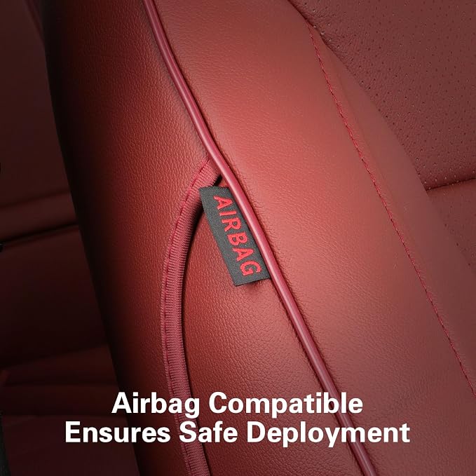 EKR Car Seat Covers for Honda HRV 2023-2027,Leatherette Full Set | Custom Fit for Honda HRV Sport /LX 2023-2027 Factory-Like Fit,360°Protection,Pet Friendly,Faux Leather(Burgundy) - Image 4