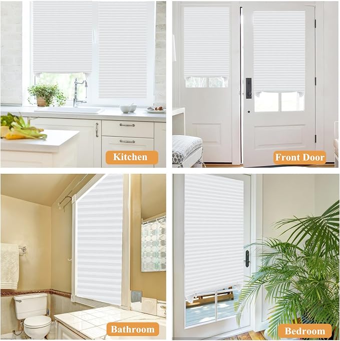 Window Blinds Cordless No Drill Cut to Size Clip On Stick On Self Adhesive Temporary Blinds Pleated Paper Blinds for Windows Doors Shades for Home Nursery Bedroom Kitchen Bathroom | Non-Woven, Light Filtering, Easy Install, Self Adhesive, Pleated Windo... - Image 6