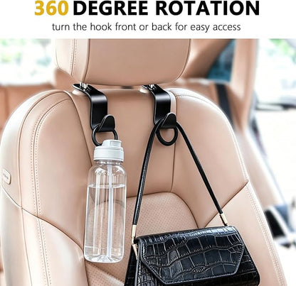 4 Pack Car Back Seat Headrest Hook Hanger for Purse Grocery Bag Handbag Hat, Purse Hook for Car with Clip - Image 4