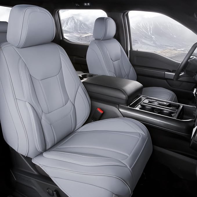 Coverland Custom SUV Car Seat Covers for 2010-2014 Subaru Outback | Premium Waterproof Faux Leather Non-Slip Memory Foam Airbag Compatible Custom Fit Interior Protector [Front Seat-Gray] by Coverland
