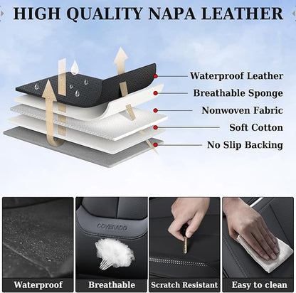 Coverado Car Seat Covers, Seat Covers for Cars, Waterproof Leather Auto Seat Protectors, Leather Car Seat Cushion, Car Interiors Accessories Universal Fit for Most Cars - Image 7
