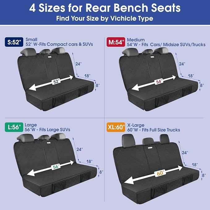 ALLANSING Upgraded 900D Heavy Duty Dog Back Bench Seat Cover for Large SUVs, Car Seat Protector, Seatbelt & Armrest Compatible, Waterproof & Non‑Slip for Dogs & Kids - Image 6