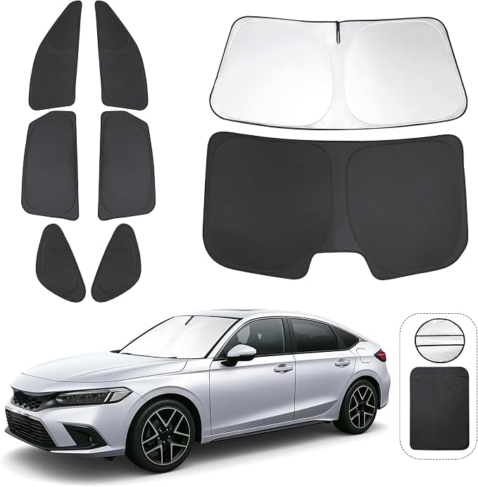 TINGLU Window Shades for 11th Gen Honda Civic (NOT for Hatchback) 2022-2026 Accessories Car Side Full Windows Rear Triangular Windshield Sun Shade Sun UV Rays & Privacy Protection for Camping 8PCS by TINGLU