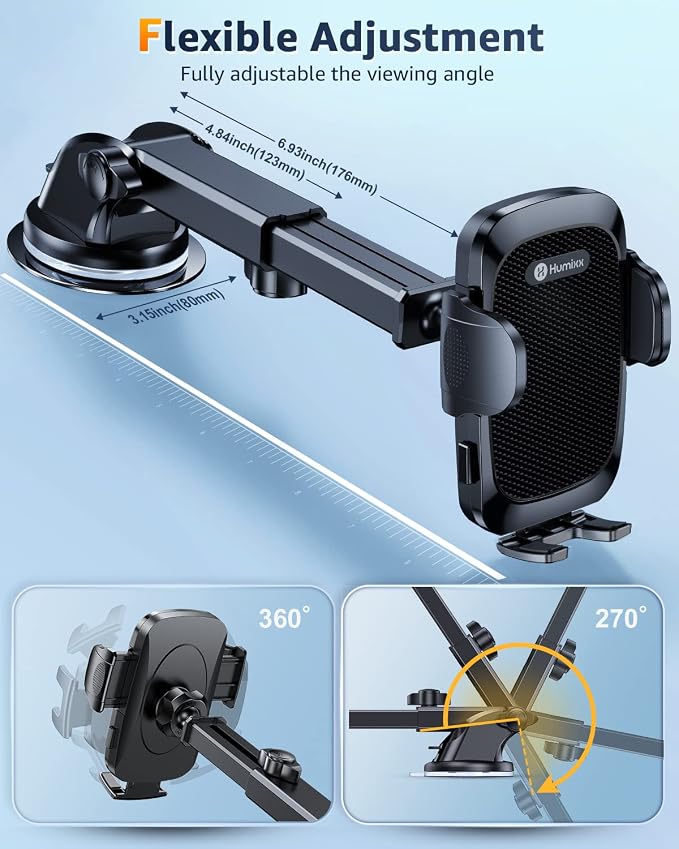 Phone Mount for Car [Military-Grade Super Suction] Universal Hands-Free Phone Holder for Dashboard Windshield Air Vent for iPhone 17/16 Pro Max Air Plus Samsung All Phones - Image 6