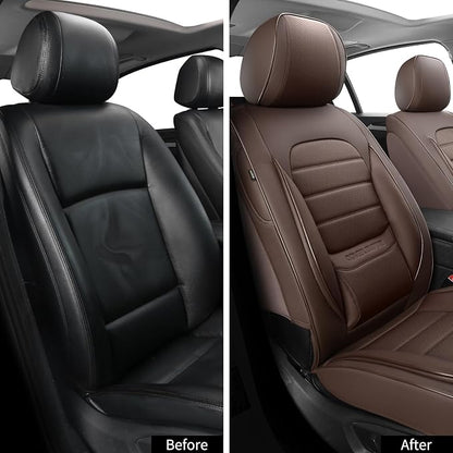 Car Seat Covers Front Seats, 2Pcs Universal Faux Leather Front Seat Covers for Cars, Waterproof Automotive Seat Covers Breathable Seat Cover for Most Sedans, Trucks, SUV (Brown) - Image 6