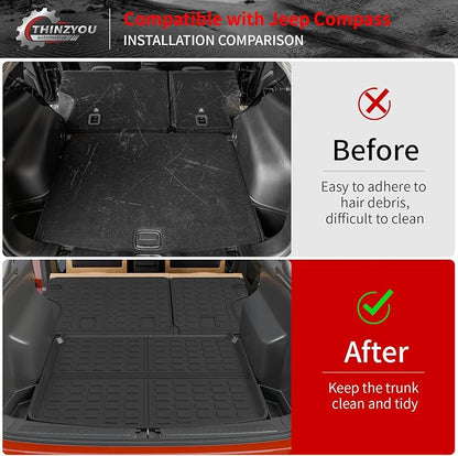 Cargo Mat & Backrest Mats for 2017-2025 2026 Jeep Compass | Trunk Mat Cargo Liner TPE All Weather Back Seat Cover Protector 2024 Compass Accessories - Image 2