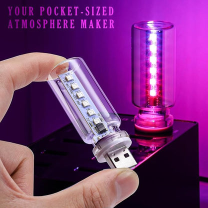 2PCS 13 in 1 USB Car Light, Ambient Lighting for Auto Bedroom Decoration | Plug in USB Interior Car Lights, Touch Control Mini Glass Bottle Night Lamp with 13 Modes & 7 Colors, Mini LED Night Light - Image 4